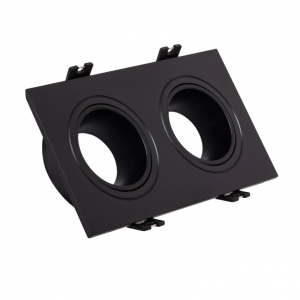 Aro Foco Downlight 2xGU10 Policarbonato Rectangular Negro