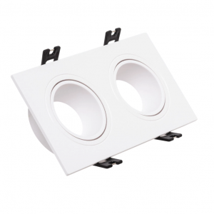 Aro Foco Downlight 2xGU10 Policarbonato Rectangular Blanco