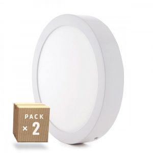 Pack 2 Plafónes LED 24W 1778Lm 2700ºK Superficie 40.000H [HO-PLAF-C-24W-WW-PK2-AP]