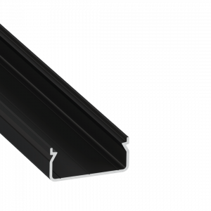 Perfíl Aluminio KIMERA-"EGEN" Anodizado Negro con Difusor Opal , Tapones y Clips Sujección 2,02M