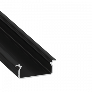Perfíl Aluminio KIMERA-"TVED" Anodizado Negro con Difusor Opal , Tapones y Clips Sujección 2,02M