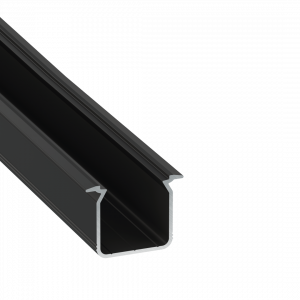 Perfíl Aluminio KIMERA-"SKAGEN" Anodizado Negro con Difusor Opal , Tapones y Clips Sujección 2,02M