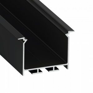 Perfíl Aluminio KIMERA-"HEDE" Anodizado Negro con Difusor Opal , Tapones y Clips Sujección 2,02M