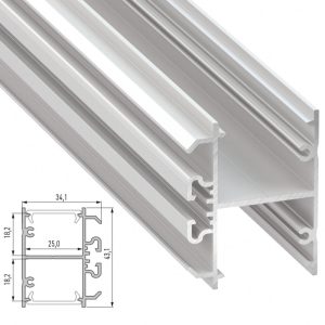 Perfil Aluminio Tipo DOPIO 2,02M - Lacado Blanco